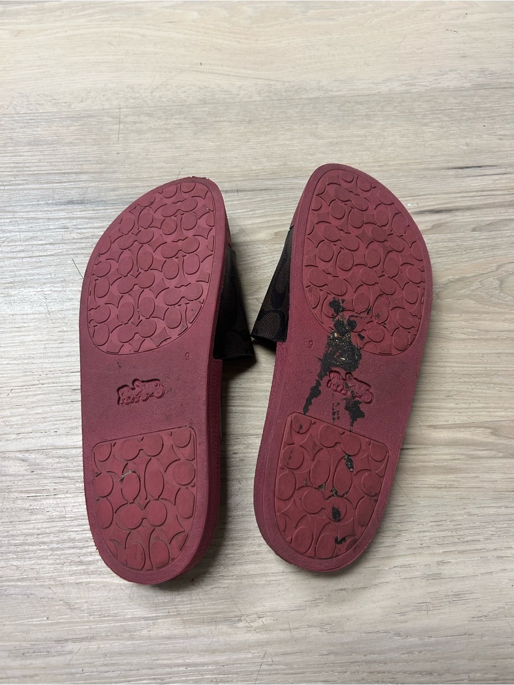 Coach Uli Sport Slide Signature Canvas Horse Carriage Women 9B Berry Pink Logo - Picture 14 of 15